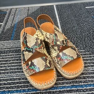 Cole Haan Cloudfeel Vero Espadrille Sandals in a snake print pattern size 9